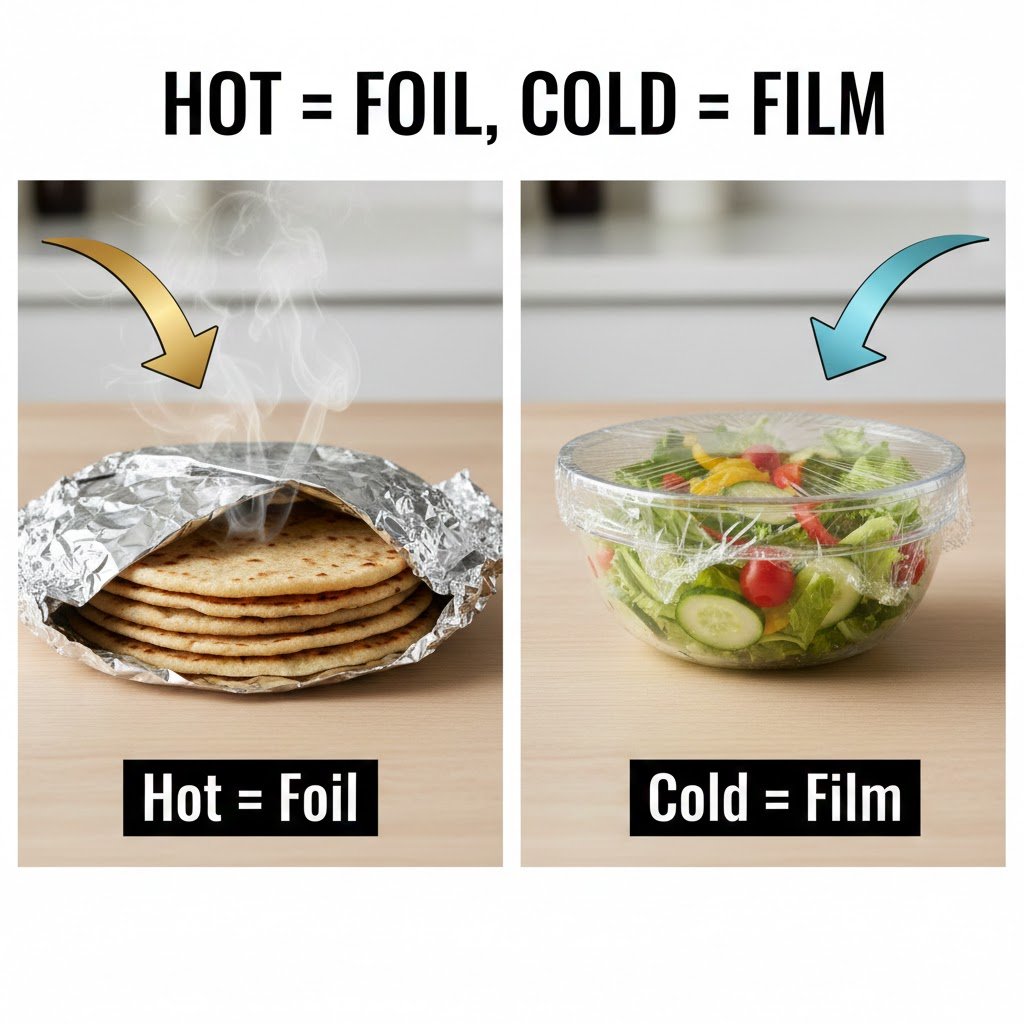 how to keep food fresh during delivery using foil rolls and cling film