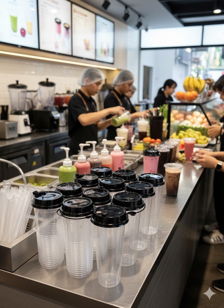 plastic glasses with lids